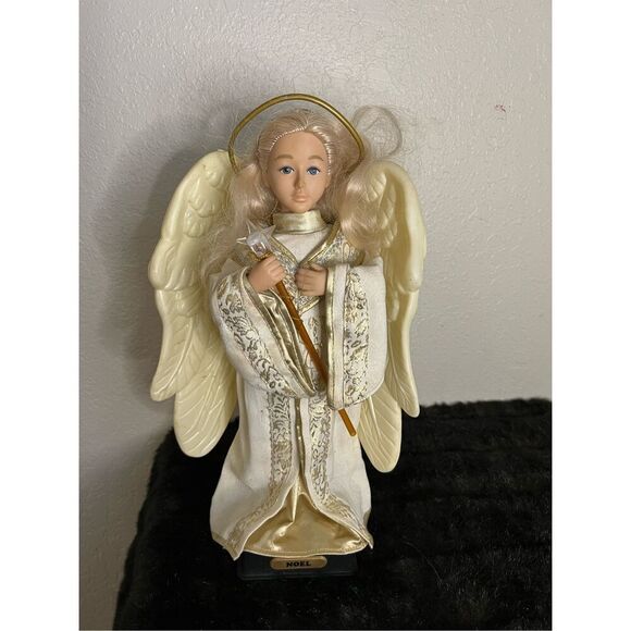 Holiday Creations Vtg Animated Musical Christmas Angel 17" blonde blue eyes 1993